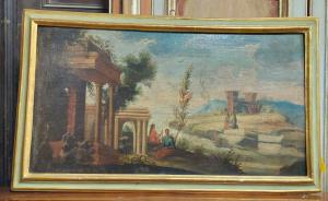 pan333 - quadro pintado sobre tela, época de 1700, mede cm L 99 x A 60